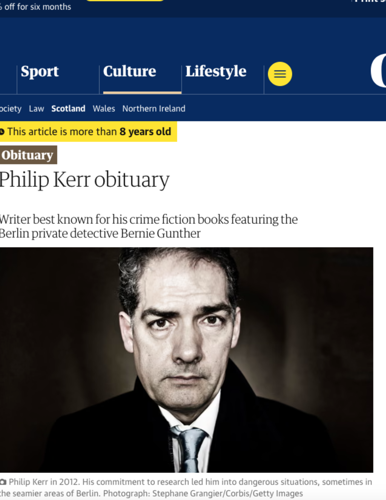 Obituario de Philip Kerr en The Guardian